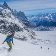 Snowboard hors-piste dans le Val Veny