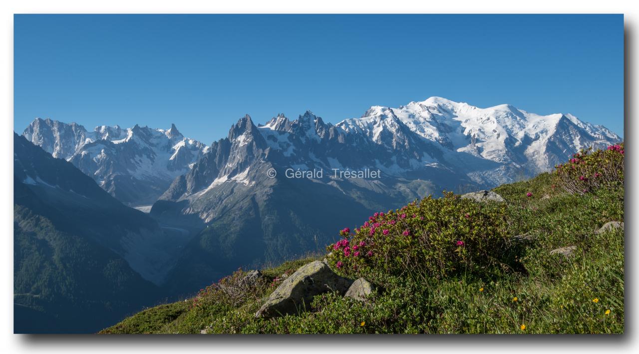 Les Grandes Jorasses, la Mer de Glace et le Mont-Blanc